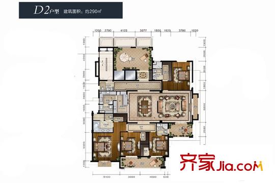 大華西溪風(fēng)情澄宮D2戶型 4室2廳4衛(wèi)1廚