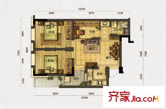 融科璦驪山B8戶型 2室1廳1衛(wèi)1廚