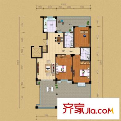 遠(yuǎn)邦嘉裕天城I2戶型 3室2廳2衛(wèi)1廚