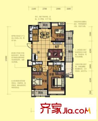 嘉信九悅印象悅香雅閣戶型圖 2室2廳1衛(wèi)1廚
