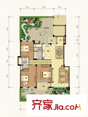 信達(dá)柳郡晨園B1戶型 3室2廳2衛(wèi)1廚