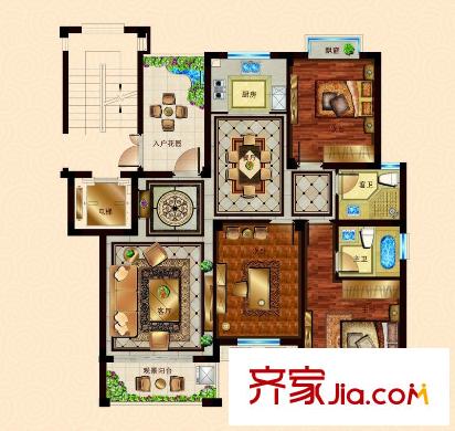 新義郡116平米戶型 3室2廳2衛(wèi)1廚