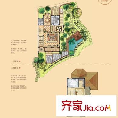 泊林漫谷香墅園排屋19#-1-V3戶型1層平面 5室2廳4衛(wèi)1廚