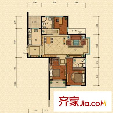 萬和國(guó)際2#樓C戶型 3室2廳2衛(wèi)1廚