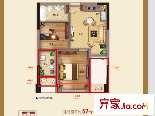 盛泰時代山57方戶型圖