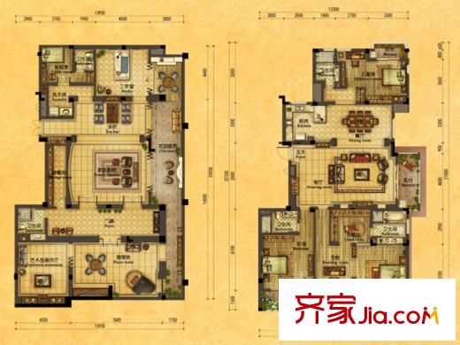 融科璦驪山花園洋房234方戶型 5室2廳3衛(wèi)1廚