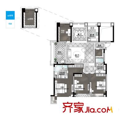 大華海派風(fēng)范C1戶型 3室2廳2衛(wèi)1廚