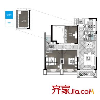 大華海派風(fēng)范A6戶型 2室2廳2衛(wèi)1廚