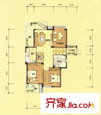 信達(dá)柳郡一期平方米軒奇數(shù)層D1戶型 3室2廳1衛(wèi)1廚