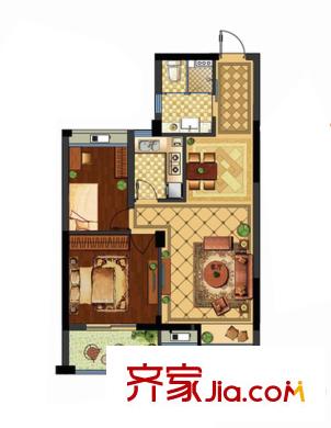 南北樂章M戶型偶數(shù)層 75方 2室2廳1衛(wèi)1廚
