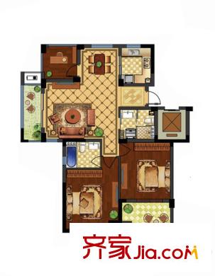 南北樂章C戶型 115方 3室2廳2衛(wèi)1廚