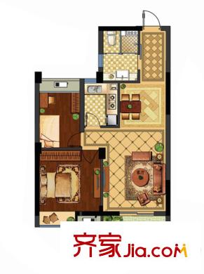 南北樂章M戶型奇數(shù)層 75方 2室2廳1衛(wèi)1廚