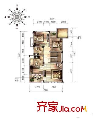 眾安白馬山莊天晴居B2戶型西邊套上疊279平方米 6室2廳6衛(wèi)1廚