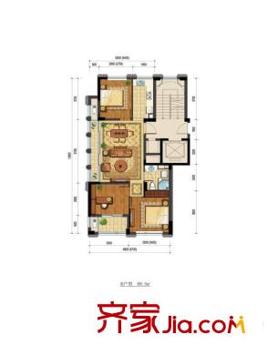 平瑞瑞和園B戶型 89.5方 3室2廳1衛(wèi)1廚