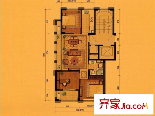 平瑞瑞和園B戶型89.87方 3室2廳1衛(wèi)1廚