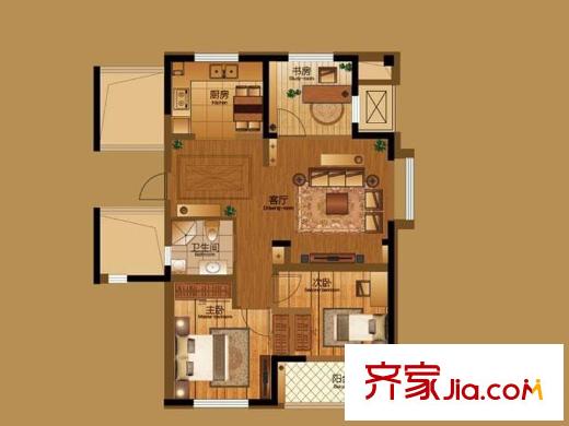 華源天盛中心戶型圖 2室2廳1衛(wèi)1廚