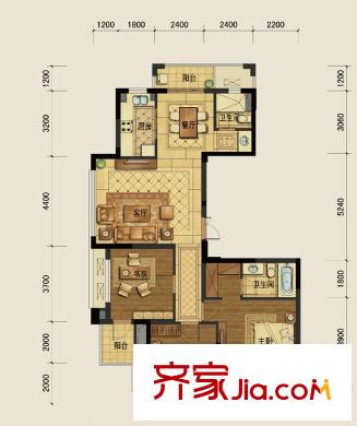 廣廈天都城爵士花園B戶型 4室2廳2衛(wèi)1廚
