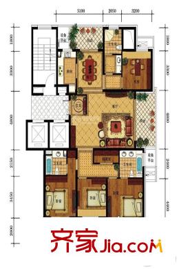 協(xié)安藍(lán)郡C戶型 4室2廳3衛(wèi)1廚