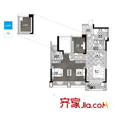 大華海派風(fēng)范A8戶型 2室2廳2衛(wèi)1廚