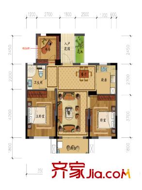 宇恒明月星城A戶型89方 3室2廳1衛(wèi)1廚