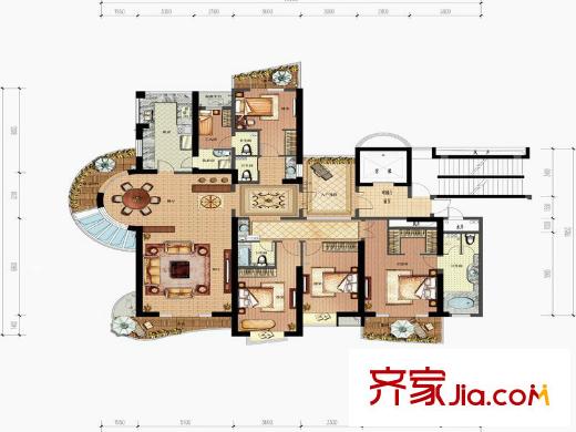 金隅江城府3-A戶型偶數(shù)層 5室2廳5衛(wèi)1廚
