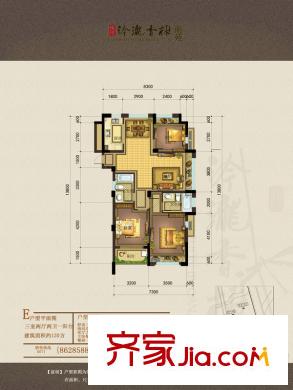 運河玲瓏香榭南苑E戶型 3室2廳2衛(wèi)1廚