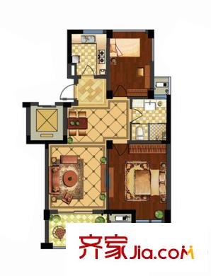 南北樂章B戶型 84方 2室2廳1衛(wèi)1廚