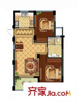 南北樂章N戶型 85方 2室2廳1衛(wèi)1廚