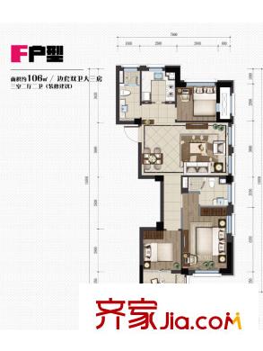 美好桂花星座F戶型 3室2廳2衛(wèi)1廚