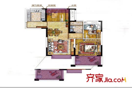 杭州碧桂園89方二室二廳戶(hù)型 2室2廳1衛(wèi)1廚