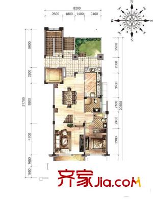 眾安白馬山莊天晴居B1戶型中間套279平方米 5室3廳6衛(wèi)1廚