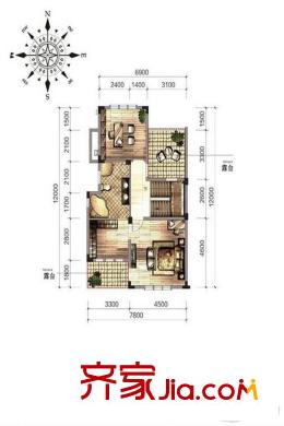 眾安白馬山莊天晴居B2戶型西邊套上疊279平方米 6室2廳5衛(wèi)1廚