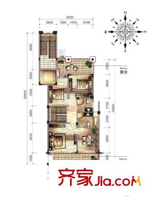 眾安白馬山莊天晴居B1戶型中間套279平方米 5室3廳6衛(wèi)1廚