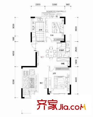 眾安白馬山莊A戶型（售完） 3室2廳3衛(wèi)1廚