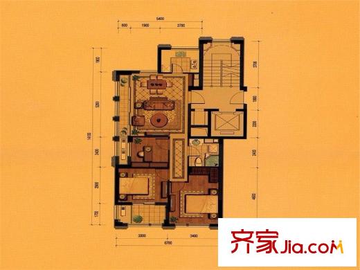 平瑞瑞和園A戶型88.21方 3室2廳1衛(wèi)1廚