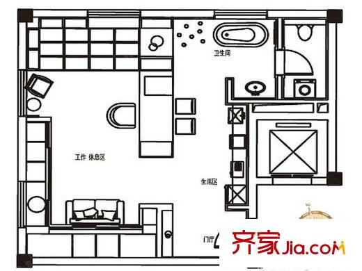 錢(qián)江?之江新天地79.67平方米戶(hù)型 1室1廳1衛(wèi)1廚