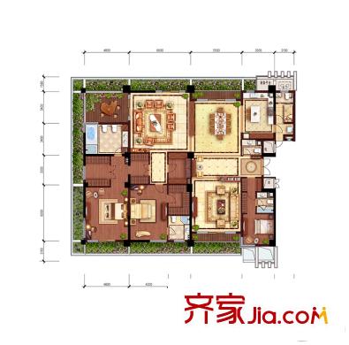 綠城棲云C1戶型 5室2廳5衛(wèi)1廚