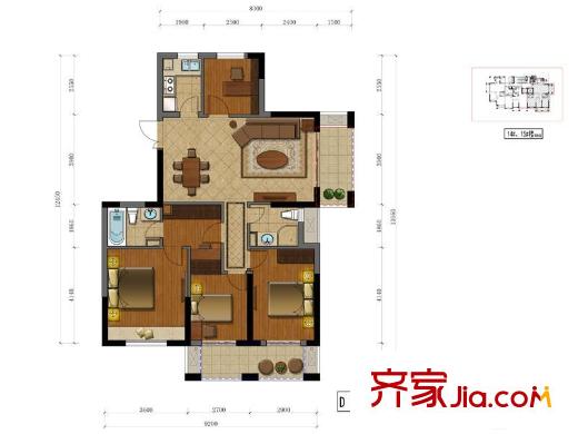 元茂欣苑D戶型偶數(shù)層 4室2廳2衛(wèi)1廚