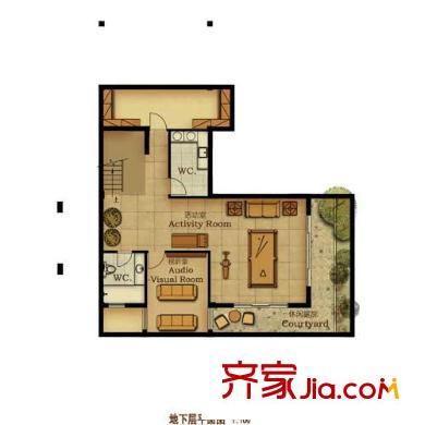 金都莫干山陽光田園B5戶型地下一樓 3室4廳5衛(wèi)1廚