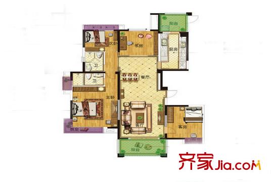 杭州碧桂園171方四室二廳戶(hù)型 4室2廳2衛(wèi)1廚