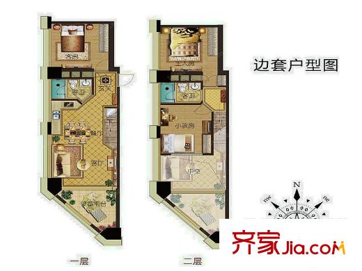 富邦星座邊套loft戶型圖 3室2廳2衛(wèi)1廚