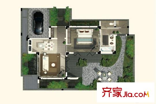綠城安吉桃花源N1戶型 1室2廳1衛(wèi)1廚