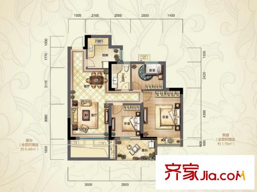 中和北宸府B1戶(hù)型（奇數(shù)層） 3室2廳1衛(wèi)1廚