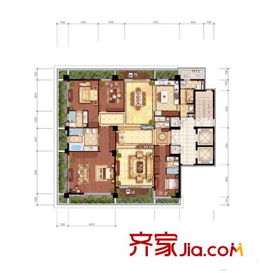 綠城棲云D1戶型 4室2廳5衛(wèi)1廚