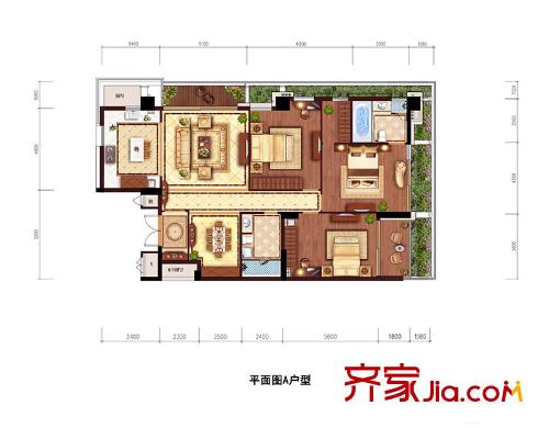 綠城棲云A1戶型 3室2廳2衛(wèi)1廚