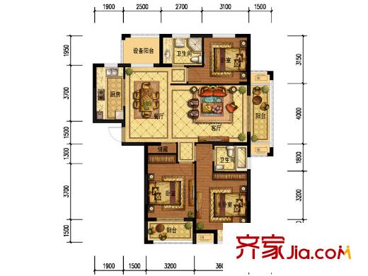 廣廈天都城紫韻公寓6#樓E5 3室2廳2衛(wèi)1廚