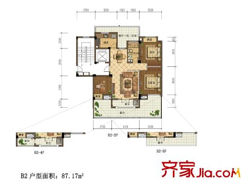 中交悅西溪B2戶型 3室2廳1衛(wèi)1廚