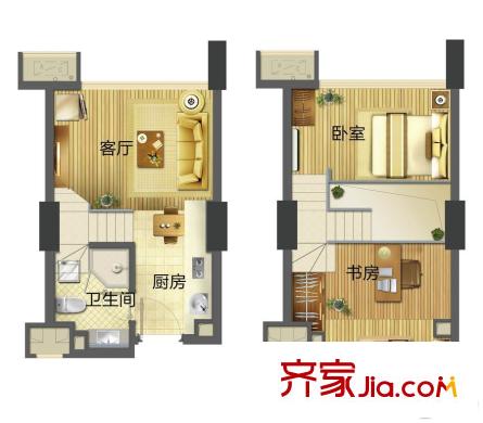 東田怡豐城35方酒店式公寓 2室1廳1衛(wèi)1廚