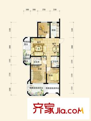 保利玫瑰灣9號樓約87方H戶型 3室2廳2衛(wèi)1廚