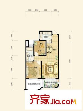 保利玫瑰灣9號樓約82方G戶型 2室2廳1衛(wèi)1廚